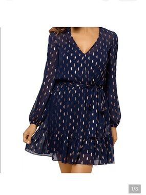 Bloomingdales Aqua Metallic dot dress